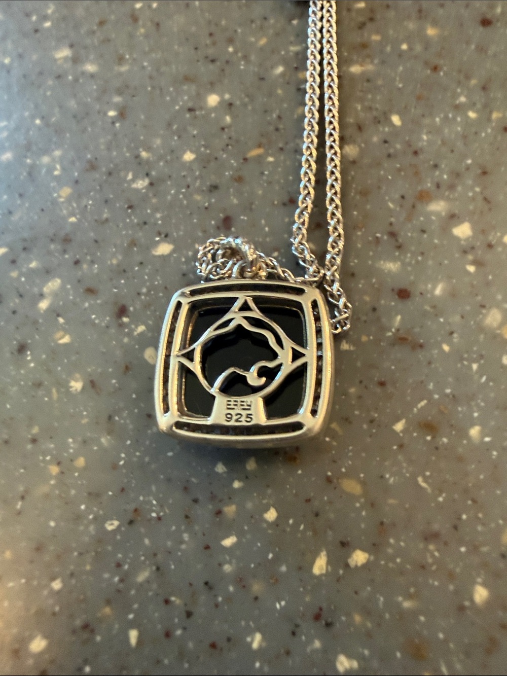 Effy Sterling Silver Necklace with Black Cushion-Cut Pendant - Picture 3 of 4